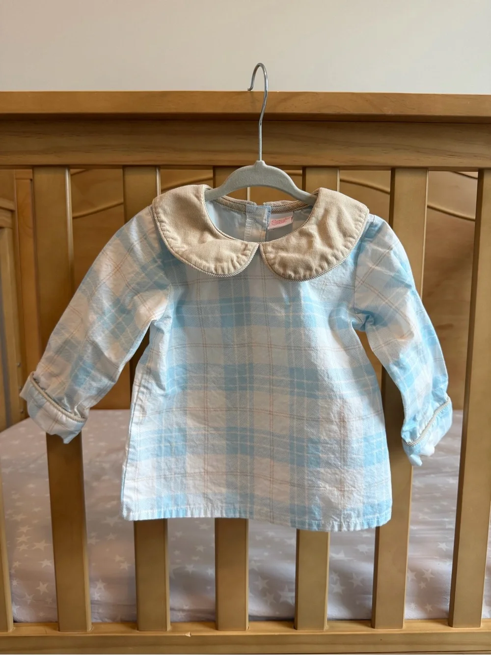 Stitchy Fish 18 Month Blue Plaid Peter Pan Collar Diaper Set